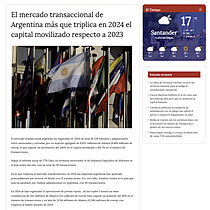 El mercado transaccional de Argentina ms que triplica en 2024 el capital movilizado respecto a 2023